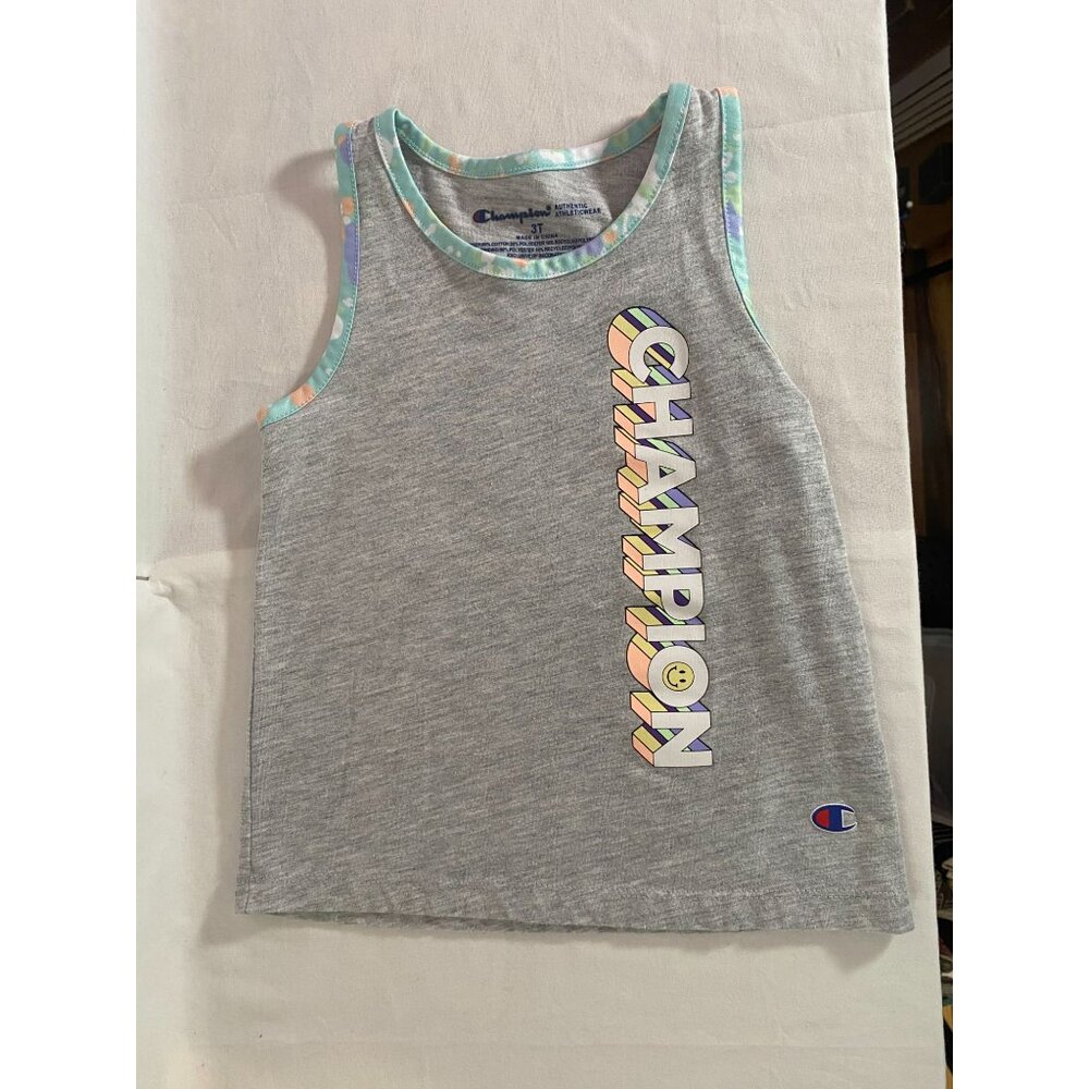 Champion Girls 3T Toddlers Gray Tank Top with smiley face